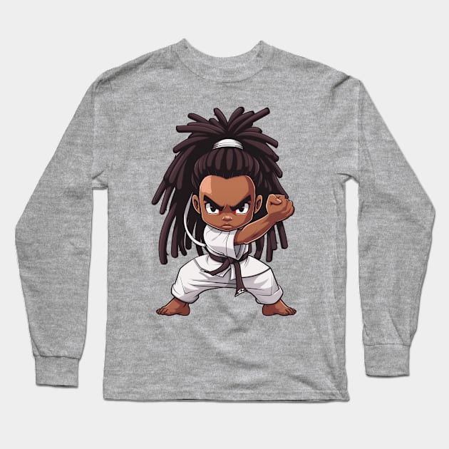 Karate Chibi Boy Long Sleeve T-Shirt by JunkyDotCom